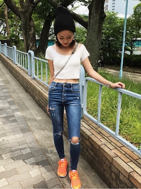 「EMODA（エモダ）のアイテム（ピアス（両耳用））」を使った、yuha さん（レディース・165cm）の春コーディネート