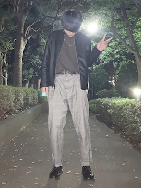 「SENSE OF PLACE by URBAN RESEARCH（センスオブプレイスバイアーバンリサーチ）のアイテム（ライダースジャケット）」を使った、halさん（メンズ・181cm）の秋コーディネート