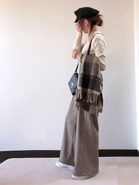 「タータンチェック」｜「アイテム（キャスケット）」を使った、紗衣さん（レディース・158cm）の秋コーディネート