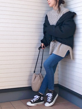 「archives（アルシーヴ）のアイテム（その他アウター）」を使った、紗衣さん（レディース・158cm）の冬コーディネート