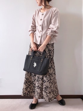 「U.S.POLO ASSN.」｜「アイテム（バレエシューズ）」を使った、紗衣さん（レディース・158cm）の春コーディネート