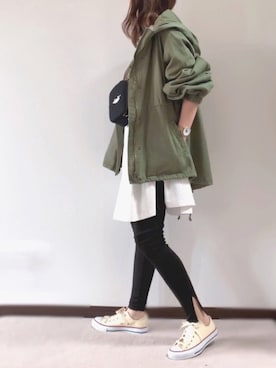 「ミニショルダー」｜「アイテム（ブルゾン）」を使った、紗衣さん（レディース・158cm）の春コーディネート