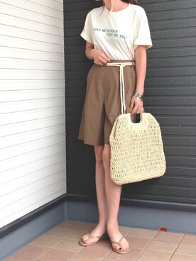 「petitcro（プティクロ）のpetitcro  ワイドバングル PCKB1901001（バングル/リストバンド）」を使った、紗衣さん（レディース・158cm）の夏コーディネート