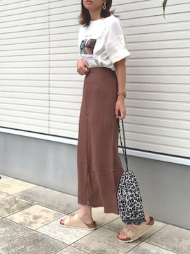「CLEA（クレア）のアイテム（スカート）」を使った、紗衣さん（レディース・158cm）の夏コーディネート