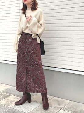 「titivate（ティティベイト）のボトルネックボリュームスリーブニット（ニット/セーター）」を使った、紗衣さん（レディース・158cm）の秋コーディネート