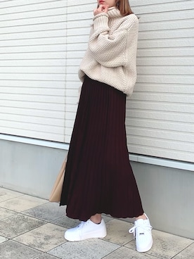 「CLEA（クレア）のアイテム（ショルダーバッグ）」を使った、紗衣さん（レディース・158cm）の秋コーディネート