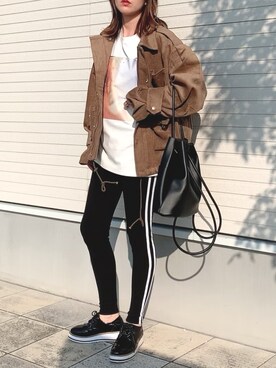 「DHOLIC（ディーホリック）のアイテム（その他アウター）」を使った、紗衣さん（レディース・158cm）の秋コーディネート