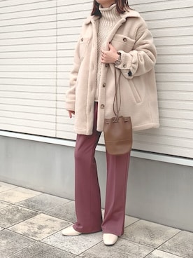 「archives（アルシーヴ）のアイテム（その他アウター）」を使った、紗衣さん（レディース・158cm）の冬コーディネート