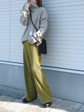 「select MOCA（セレクトモカ）のリンキングオーバーサイズタートルニット（ニット/セーター）」を使った、紗衣さん（レディース・158cm）の冬コーディネート