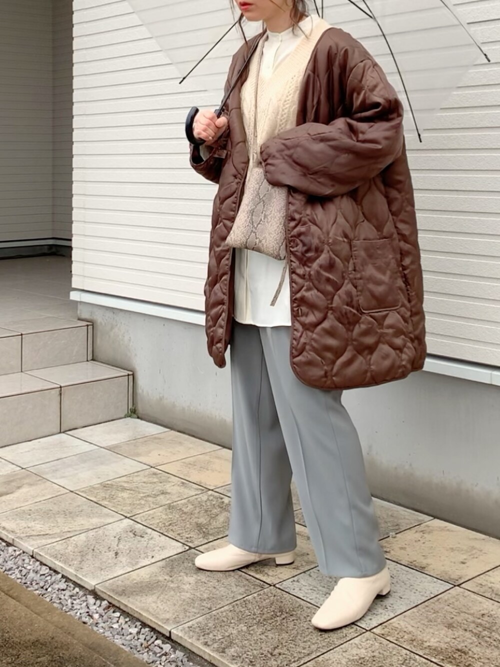 紗衣｜Kastaneのノーカラーコートを使ったコーディネート - WEAR