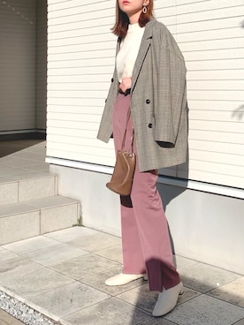 「archives（アルシーヴ）のアイテム（パンツ）」を使った、紗衣さん（レディース・158cm）の冬コーディネート