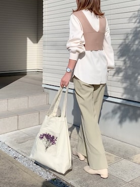 「archives（アルシーヴ）のアイテム（パンツ）」を使った、紗衣さん（レディース・158cm）の冬コーディネート