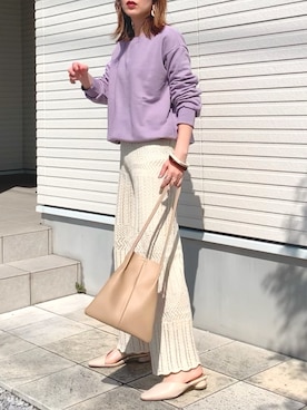 「reca（レカ）のアイテム（スウェット）」を使った、紗衣さん（レディース・158cm）の春コーディネート