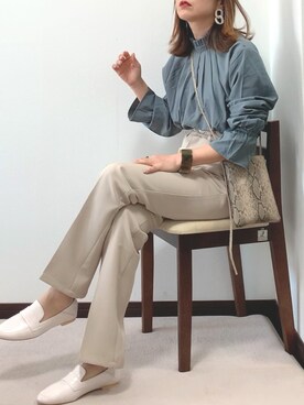 「AmbreNeige」｜「アイテム（ローファー）」を使った、紗衣さん（レディース・158cm）の春コーディネート
