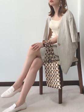 「DHOLIC（ディーホリック）のアイテム（セットアップ）」を使った、紗衣さん（レディース・158cm）の春コーディネート