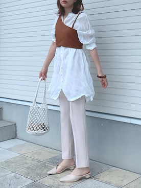 「OZOC（オゾック）のアイテム（トップス）」を使った、紗衣さん（レディース・158cm）の夏コーディネート