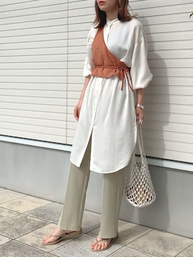 「archives（アルシーヴ）のアイテム（パンツ）」を使った、紗衣さん（レディース・158cm）の夏コーディネート
