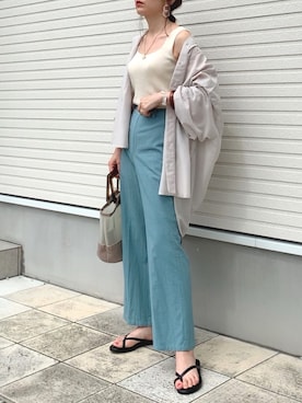 「archives（アルシーヴ）のアイテム（パンツ）」を使った、紗衣さん（レディース・158cm）の夏コーディネート