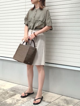 「DHOLIC（ディーホリック）のアイテム（セットアップ）」を使った、紗衣さん（レディース・158cm）の夏コーディネート