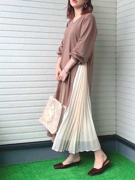 「DHOLIC（ディーホリック）のアイテム（その他シューズ）」を使った、紗衣さん（レディース・158cm）の秋コーディネート