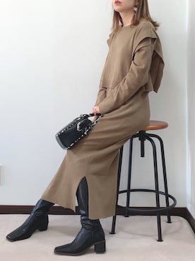 「Chillfar（チルファー）のアイテム（ワンピース/ドレス）」を使った、紗衣さん（レディース・158cm）の冬コーディネート