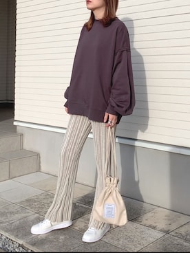 「アンブルネージュ」｜「アイテム（スウェット）」を使った、紗衣さん（レディース・158cm）の冬コーディネート
