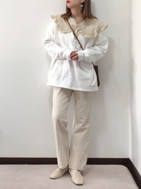 「apres jour（アプレジュール）のアイテム（パンツ）」を使った、紗衣さん（レディース・158cm）の冬コーディネート