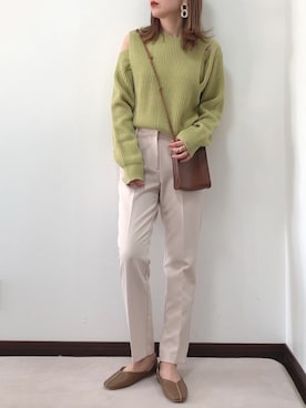 「DHOLIC（ディーホリック）のアイテム（スラックス）」を使った、紗衣さん（レディース・158cm）の冬コーディネート