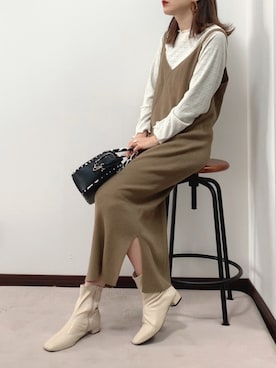 「Chillfar（チルファー）のアイテム（ワンピース/ドレス）」を使った、紗衣さん（レディース・158cm）の冬コーディネート