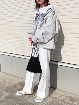 「OLIVE des OLIVE（オリーブデオリーブ）のアイテム（ジャケット/アウター）」を使った、紗衣さん（レディース・158cm）の春コーディネート