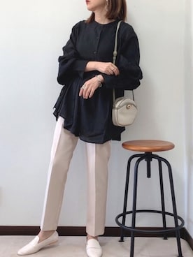 「DHOLIC（ディーホリック）のアイテム（スラックス）」を使った、紗衣さん（レディース・158cm）の春コーディネート