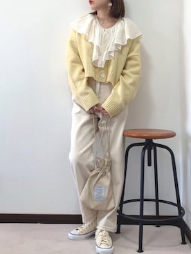 「apres jour（アプレジュール）のアイテム（パンツ）」を使った、紗衣さん（レディース・158cm）の春コーディネート