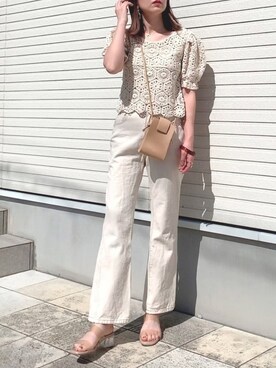 「apres jour（アプレジュール）のアイテム（パンツ）」を使った、紗衣さん（レディース・158cm）の春コーディネート