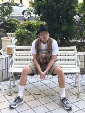 「plain-me（プレインミー）のアイテム（ベスト）」を使った、Chewieさん（メンズ・175cm）の夏コーディネート