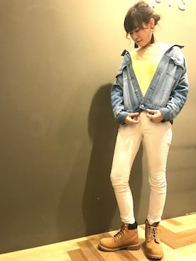 「白スキニー」｜natsumi＊さん（レディース・165cm）の冬コーディネート