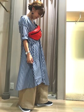 「着まわしコーデ」｜「アイテム（アクセサリー）」を使った、natsumi＊さん（レディース・165cm）の夏コーディネート