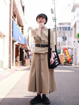 「グラミチ」｜「アイテム（ハンチング/ベレー帽）」を使った、AMANEさん（レディース・164cm）の夏コーディネート