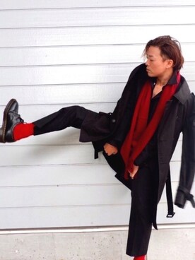 「BEAMS（ビームス）のアイテム（トレンチコート）」を使った、えいしさん（メンズ・169cm）の秋コーディネート
