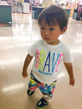 「Moujonjon（ムージョンジョン）のアイテム（Tシャツ/カットソー）」を使った、RENTOさん（キッズ・74cm）の夏コーディネート