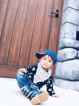 「babygap」｜「アイテム（キャップ）」を使った、RENTOさん（キッズ・80cm）の夏コーディネート