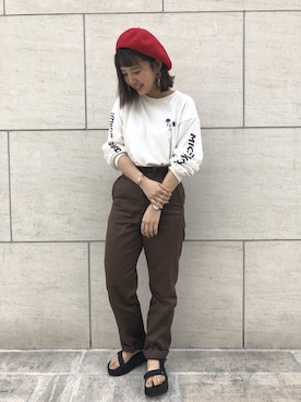 「ミッキーコーデ」｜「アイテム（ハンチング/ベレー帽）」を使った、こみさん（レディース・150cm）の夏コーディネート