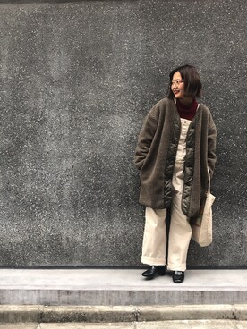 「つなぎ」｜「アイテム（ブルゾン）」を使った、こみさん（レディース・150cm）の冬コーディネート