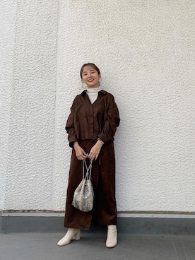 「LOWRYS FARM（ローリーズファーム）のストレッチヒールブーツ　851418（ブーツ）」を使った、こみさん（レディース・150cm）の秋コーディネート