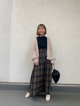 「LOWRYS FARM（ローリーズファーム）のストレッチヒールブーツ　851418（ブーツ）」を使った、こみさん（レディース・150cm）の秋コーディネート