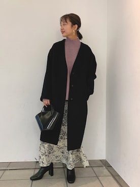 「LOWRYS FARM（ローリーズファーム）のストレッチヒールブーツ　851418（ブーツ）」を使った、こみさん（レディース・150cm）の冬コーディネート