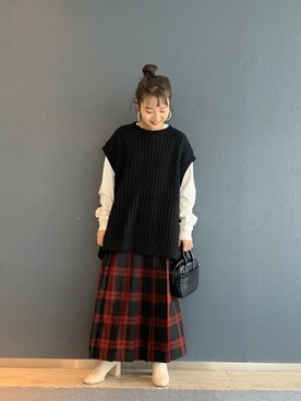 「LOWRYS FARM（ローリーズファーム）のストレッチヒールブーツ　851418（ブーツ）」を使った、こみさん（レディース・150cm）の冬コーディネート