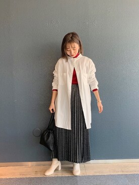 「LOWRYS FARM（ローリーズファーム）のストレッチヒールブーツ　851418（ブーツ）」を使った、こみさん（レディース・150cm）の冬コーディネート