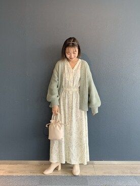 「LOWRYS FARM（ローリーズファーム）のストレッチヒールブーツ　851418（ブーツ）」を使った、こみさん（レディース・150cm）の冬コーディネート