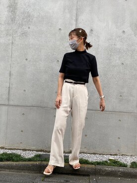 「LOWRYS FARM（ローリーズファーム）のセンタープレスカラーフレアパンツ　870189（その他パンツ）」を使った、こみさん（レディース・150cm）の夏コーディネート