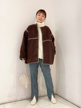 「LOWRYS FARM（ローリーズファーム）のストレッチヒールブーツ　851418（ブーツ）」を使った、こみさん（レディース・150cm）の冬コーディネート